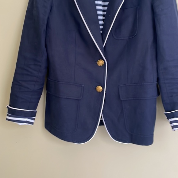 J CREW Rhodes Nautical Tipped Linen Blazer / Jacket NAVY Sz 4 - Picture 5 of 11